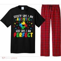 Society Says I Am Autistic God Says I Am Perfect Autism Pajama Set thumb 0