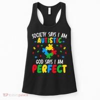 Society Says I Am Autistic God Says I Am Perfect Autism Women's Tank Top thumb 0