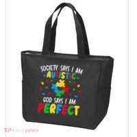 Society Says I Am Autistic God Says I Am Perfect Autism Tote Bag thumb 3