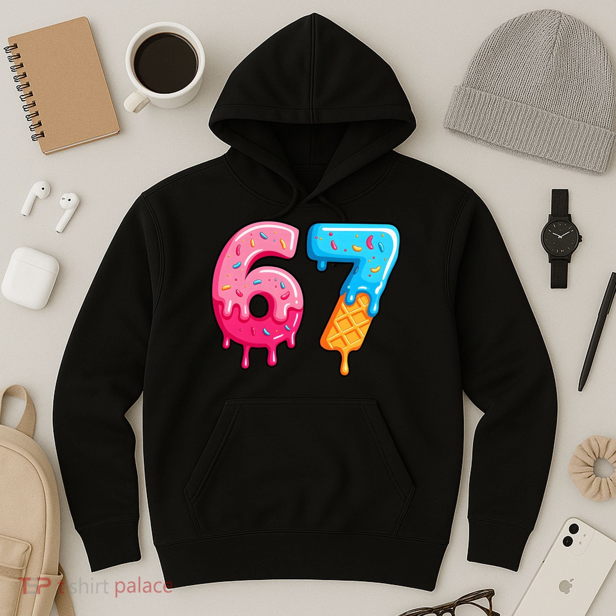 Six Seven Ice Cream Drip Cool Meme 67 Funny  Hoodie