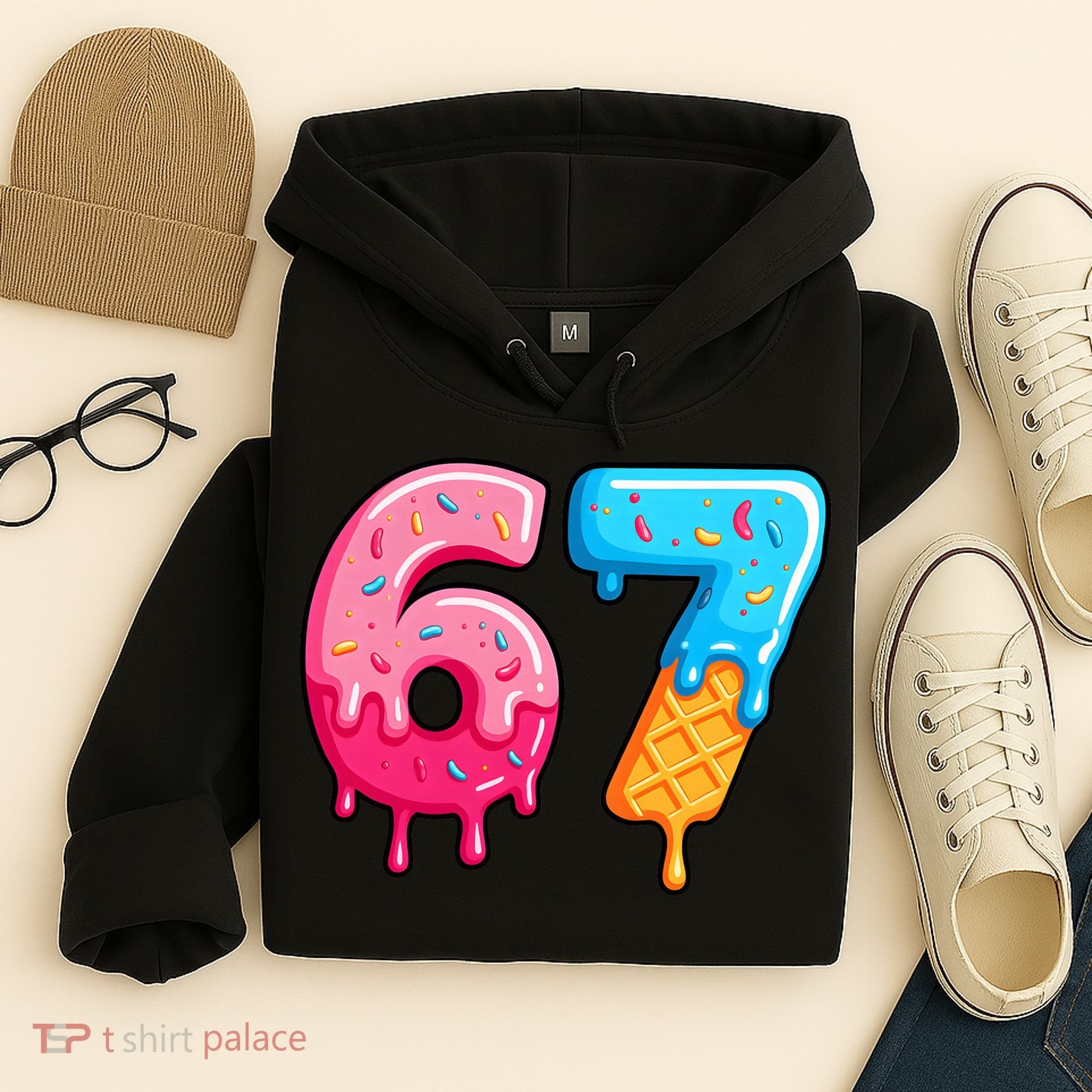Six Seven Ice Cream Drip Cool Meme 67 Funny  Hoodie