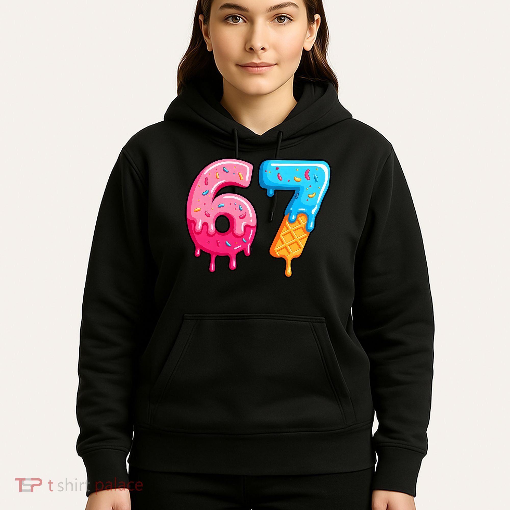 Six Seven Ice Cream Drip Cool Meme 67 Funny  Hoodie