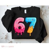 Six Seven Ice Cream Drip Cool Meme 67 Funny  Sweatshirt thumb 2