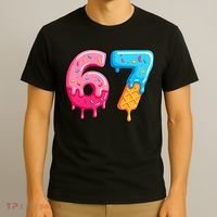 Six Seven Ice Cream Drip Cool Meme 67 Funny  T-Shirt thumb 3