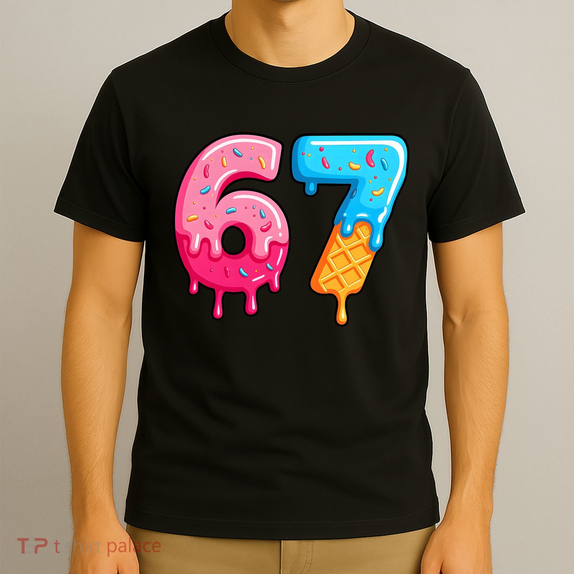 Six Seven Ice Cream Drip Cool Meme 67 Funny  T-Shirt