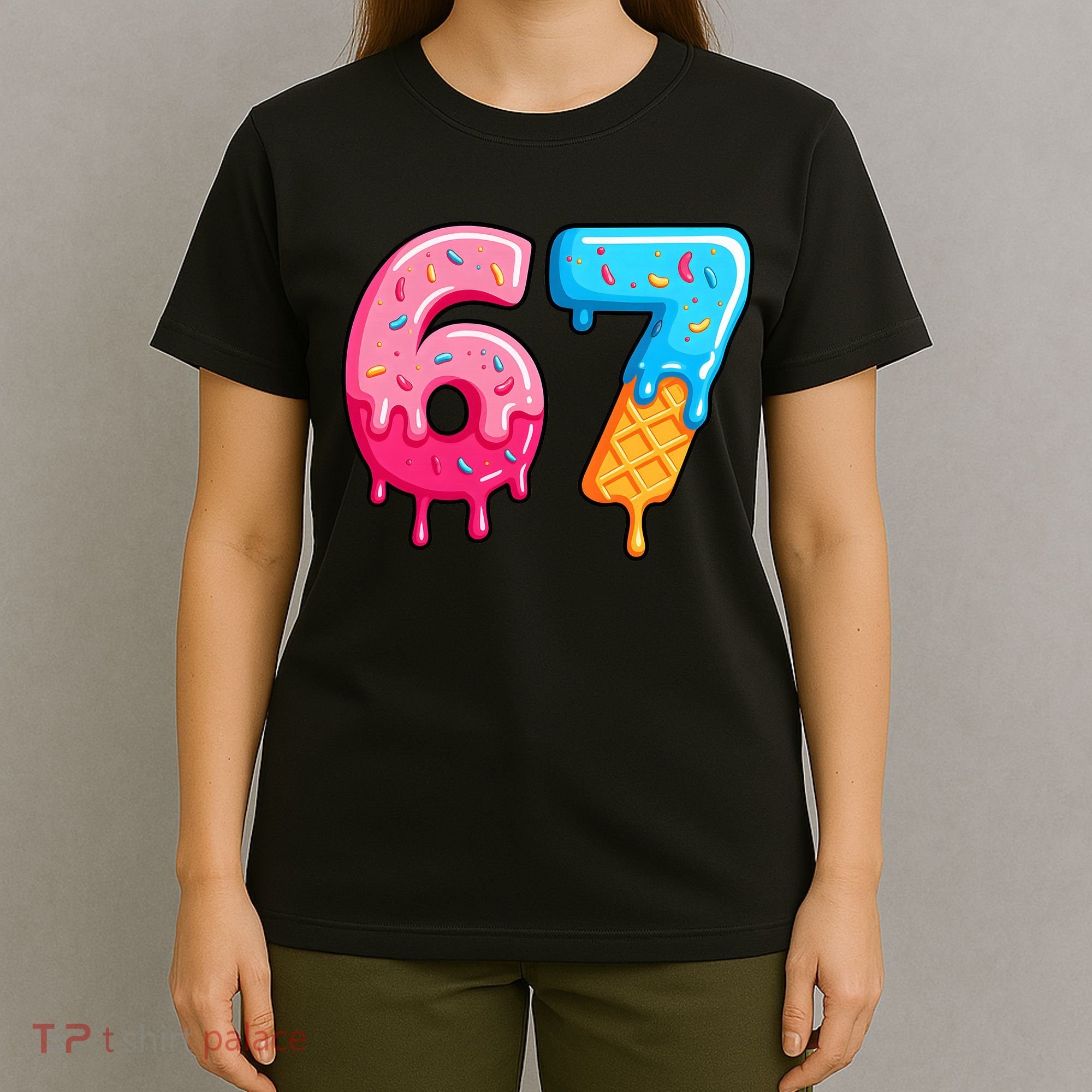 Six Seven Ice Cream Drip Cool Meme 67 Funny  T-Shirt