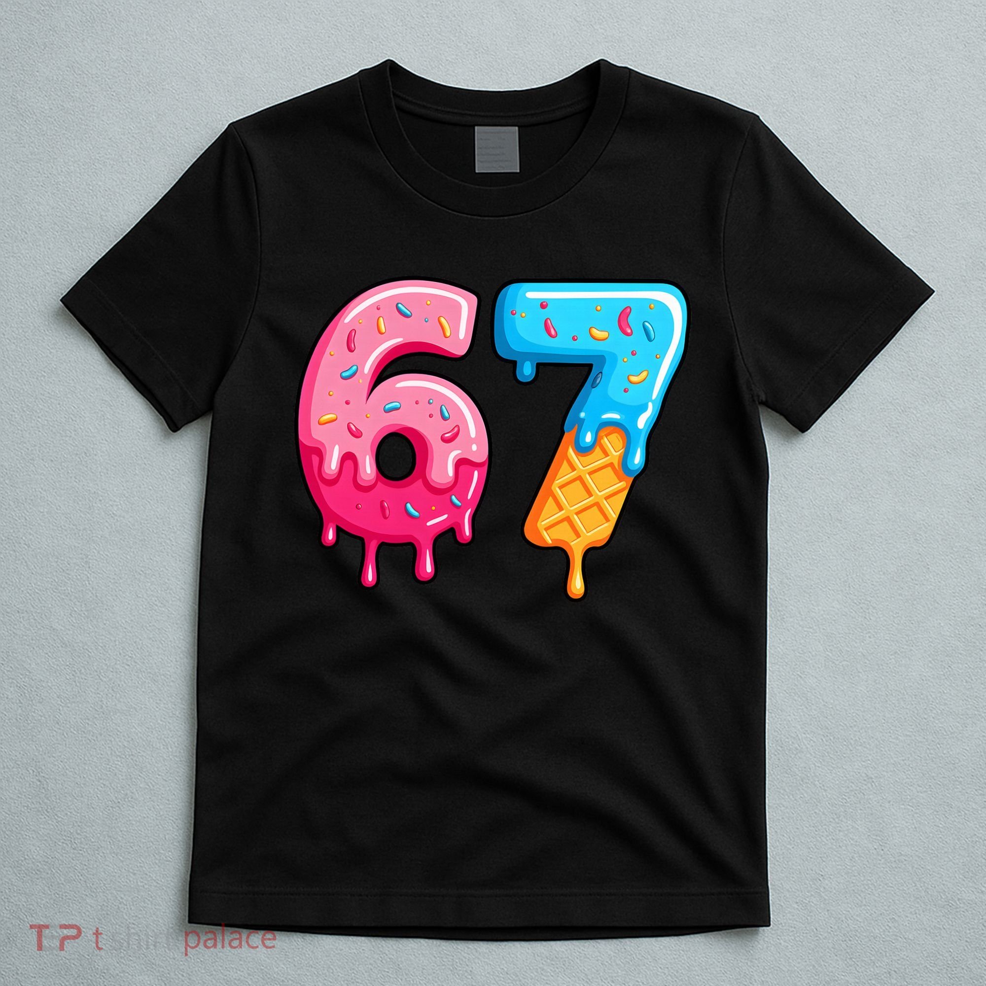 Six Seven Ice Cream Drip Cool Meme 67 Funny  T-Shirt