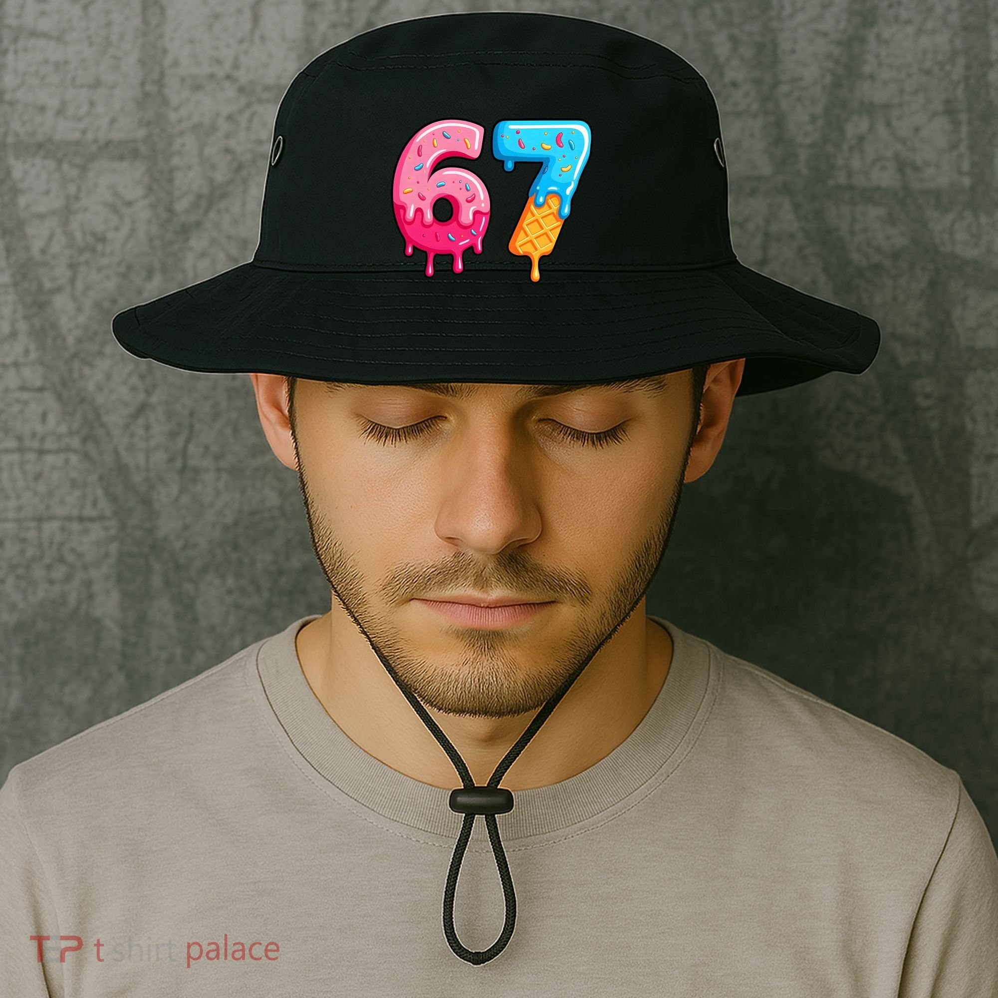 Six Seven Ice Cream Drip Cool Meme 67 Funny  Bucket Hat
