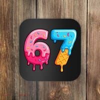 Six Seven Ice Cream Drip Cool Meme 67 Funny  Coaster thumb 0