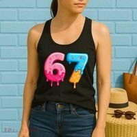 Six Seven Ice Cream Drip Cool Meme 67 Funny  Women's Tank Top thumb 2