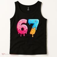 Six Seven Ice Cream Drip Cool Meme 67 Funny  Tank Top thumb 2