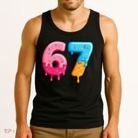 Six Seven Ice Cream Drip Cool Meme 67 Funny  Tank Top thumb 3