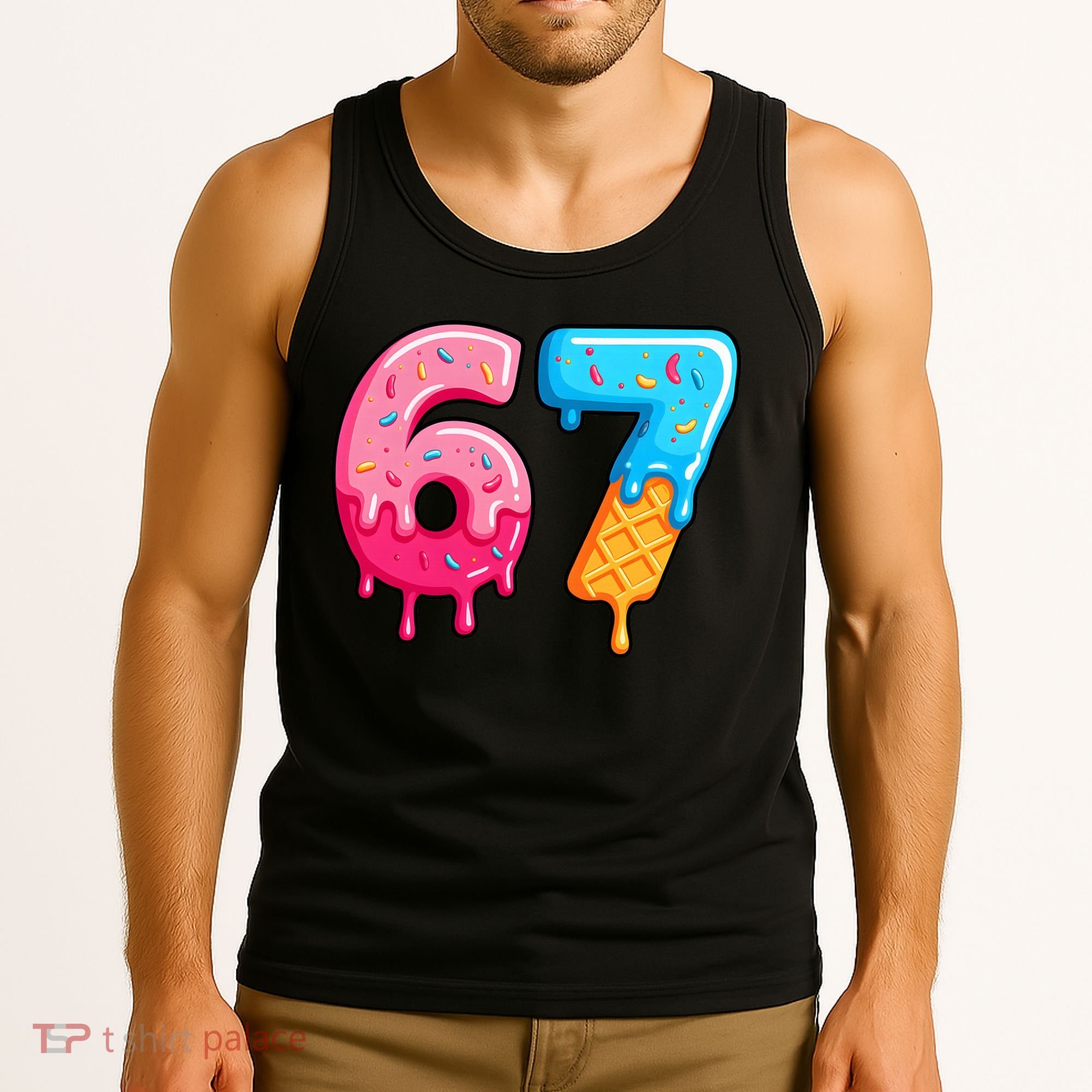 Six Seven Ice Cream Drip Cool Meme 67 Funny  Tank Top