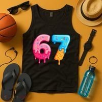 Six Seven Ice Cream Drip Cool Meme 67 Funny  Tank Top thumb 4