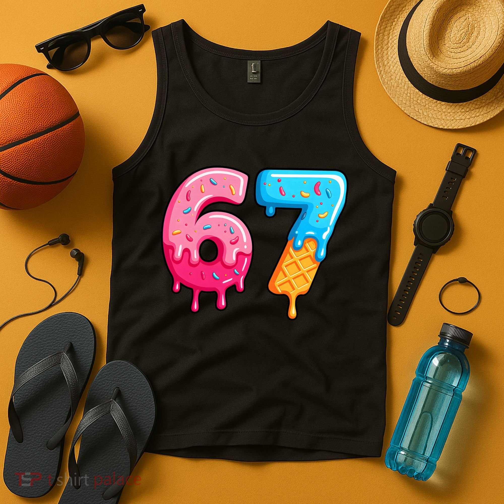 Six Seven Ice Cream Drip Cool Meme 67 Funny  Tank Top