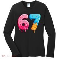 Six Seven Ice Cream Drip Cool Meme 67 Funny  Women's Long Sleeve Shirt thumb 0