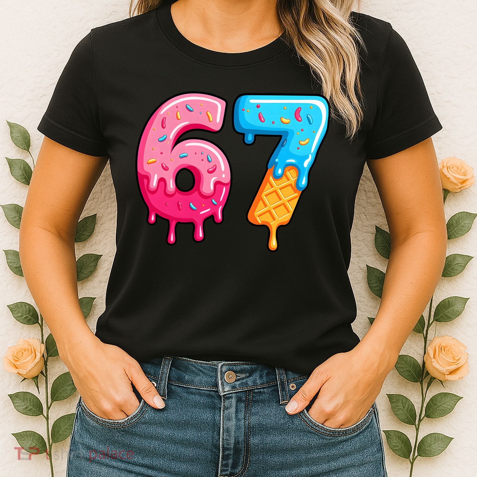 Six Seven Ice Cream Drip Cool Meme 67 Funny  Women's T-Shirt