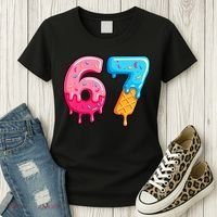 Six Seven Ice Cream Drip Cool Meme 67 Funny  Women's T-Shirt thumb 3