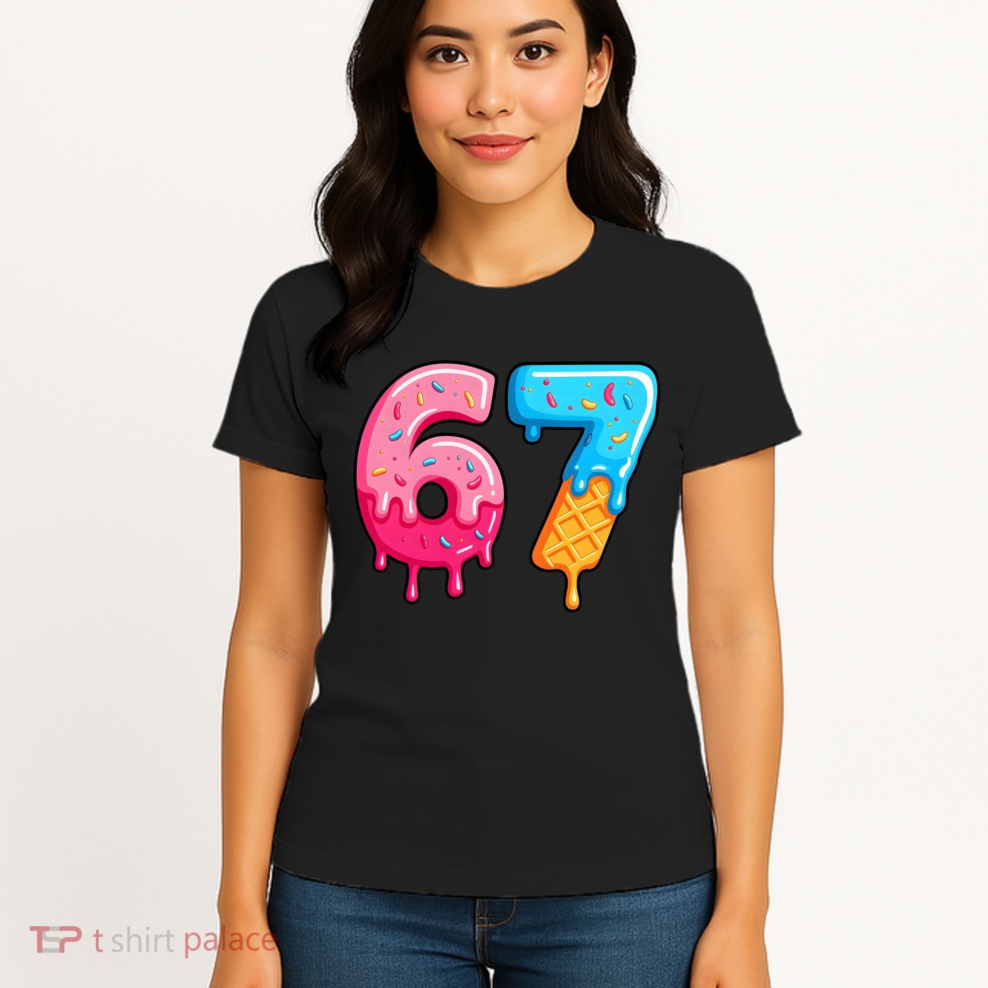 Six Seven Ice Cream Drip Cool Meme 67 Funny  Women's T-Shirt
