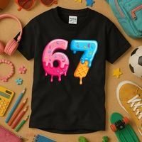 Six Seven Ice Cream Drip Cool Meme 67 Funny  Kids T-Shirt thumb 3