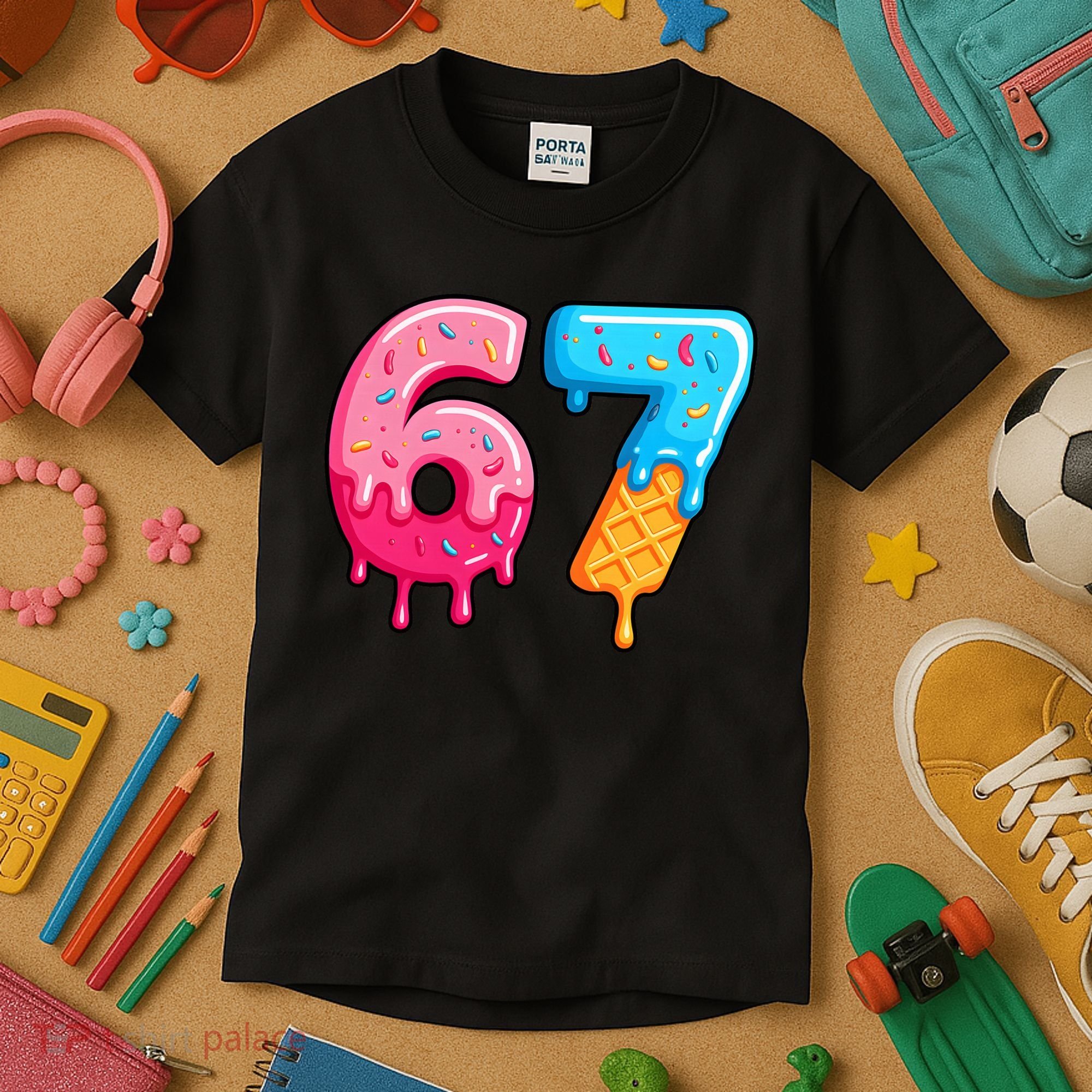 Six Seven Ice Cream Drip Cool Meme 67 Funny  Kids T-Shirt