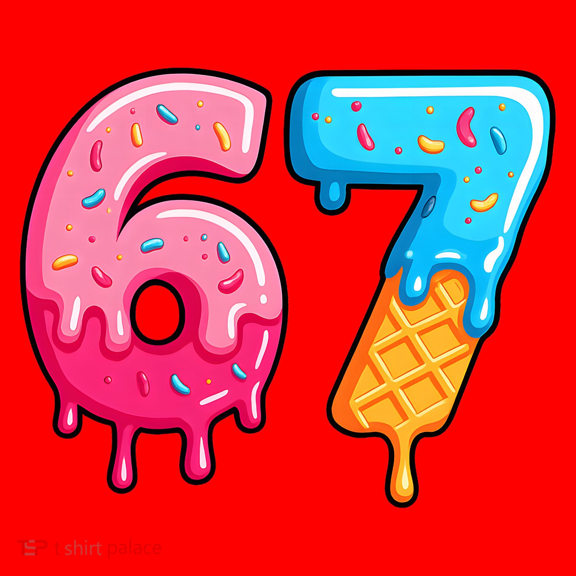 Six Seven Ice Cream Drip Cool Meme 67 Funny  Santa Hat