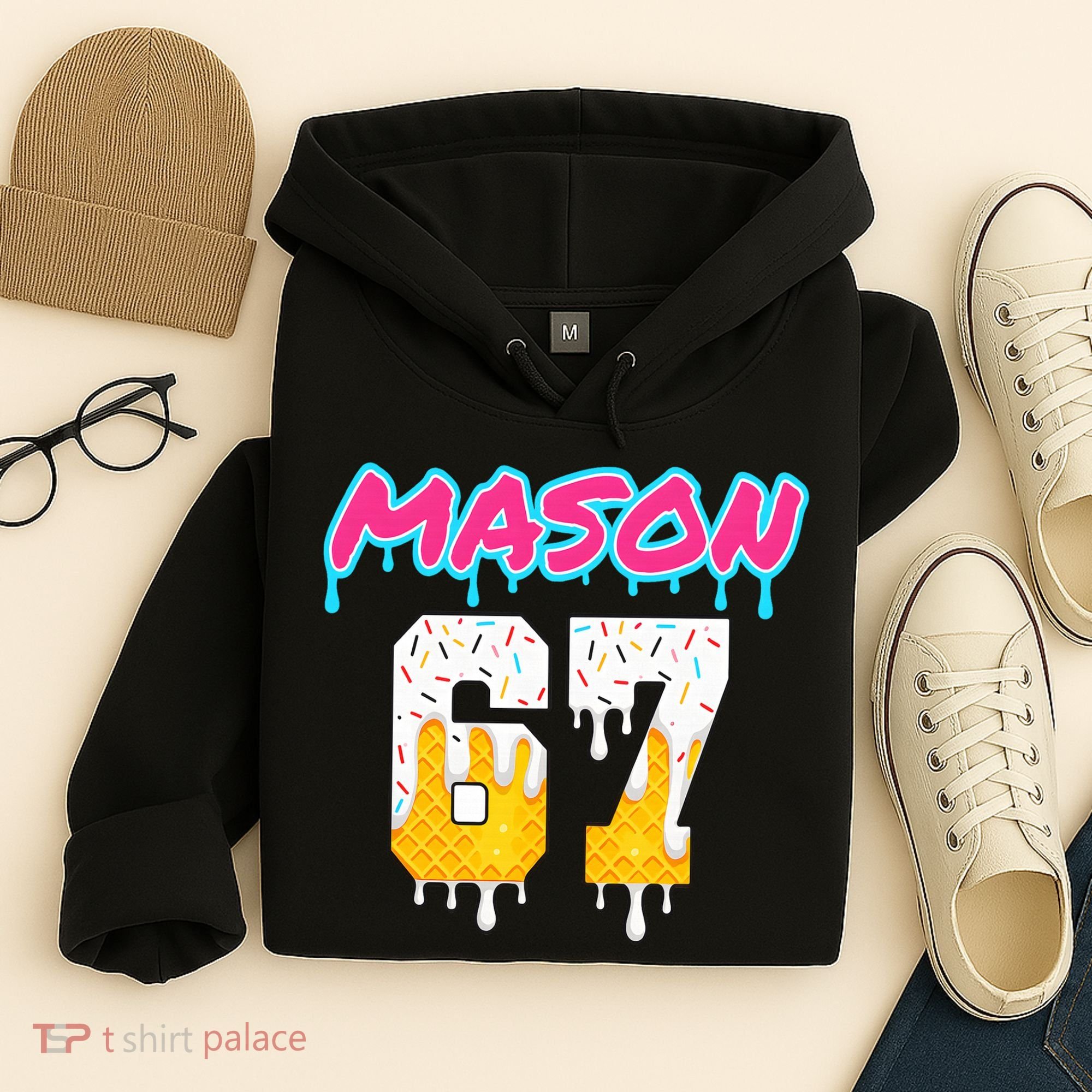 Six Seven Ice Cream Drip Sports 67 Fun Mason Meme Hoodie