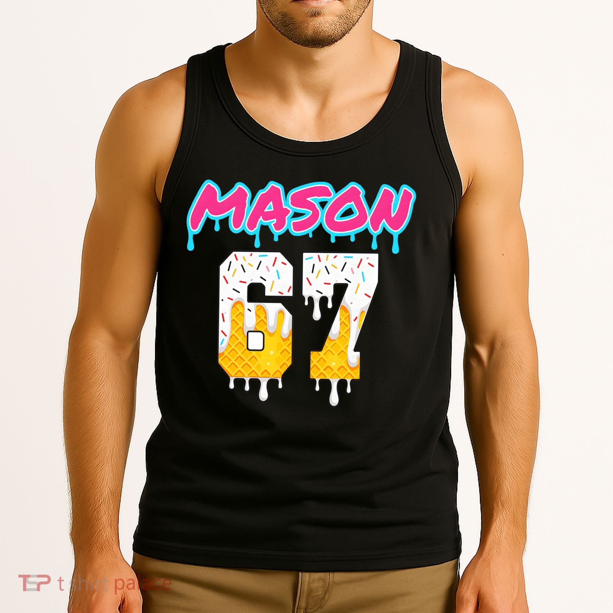 Six Seven Ice Cream Drip Sports 67 Fun Mason Meme Tank Top