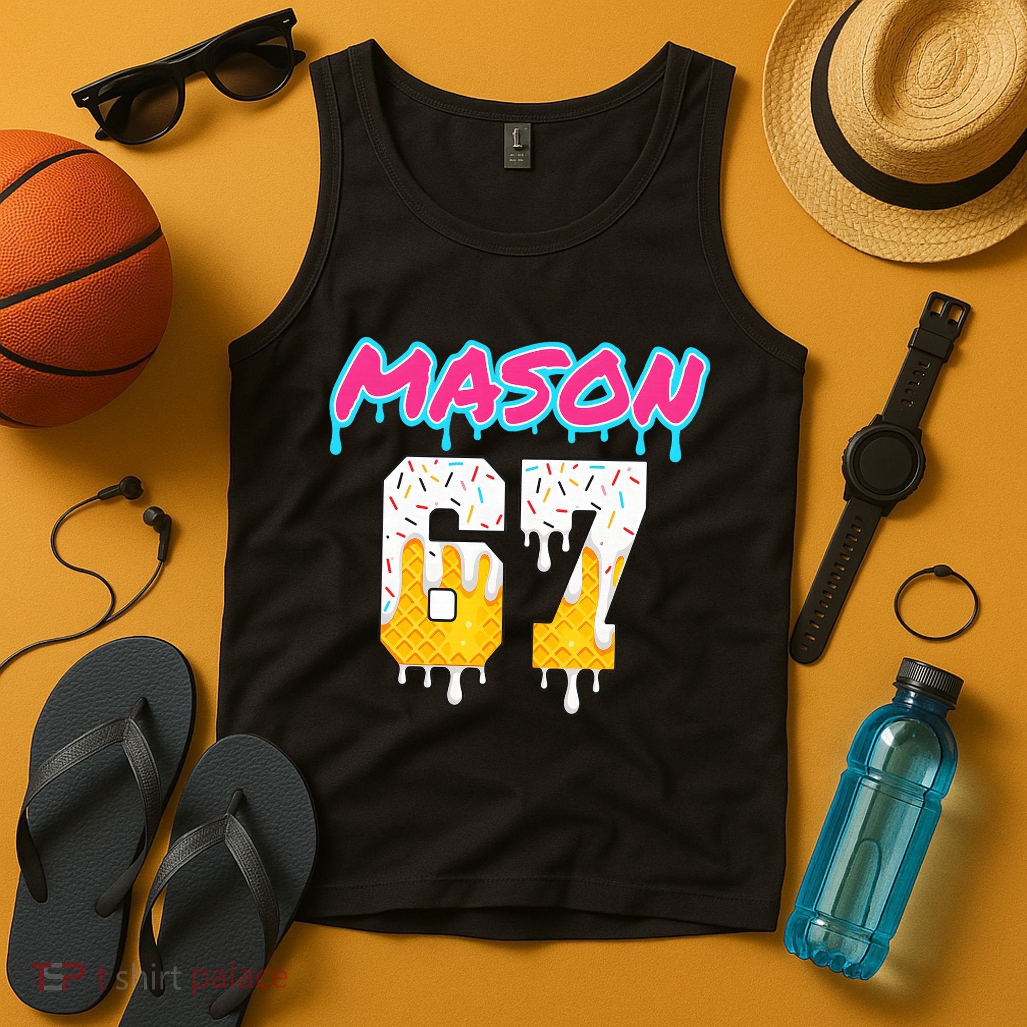 Six Seven Ice Cream Drip Sports 67 Fun Mason Meme Tank Top