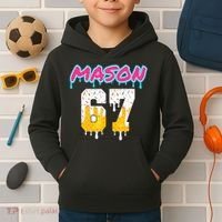 Six Seven Ice Cream Drip Sports 67 Fun Mason Meme Kids Hoodie thumb 2