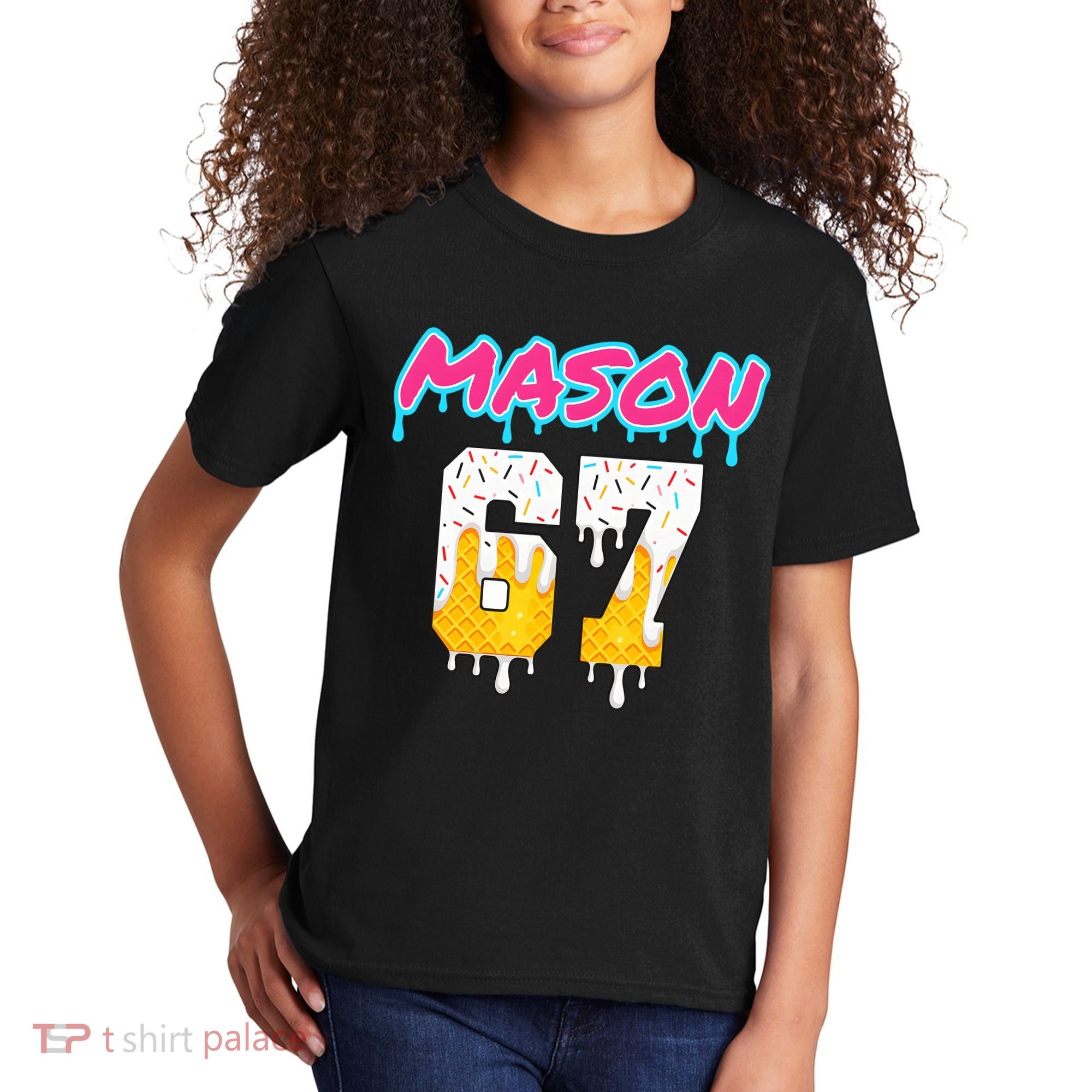 Six Seven Ice Cream Drip Sports 67 Fun Mason Meme Kids T-Shirt