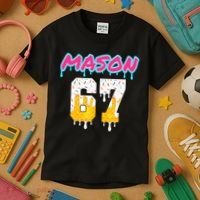 Six Seven Ice Cream Drip Sports 67 Fun Mason Meme Kids T-Shirt thumb 3