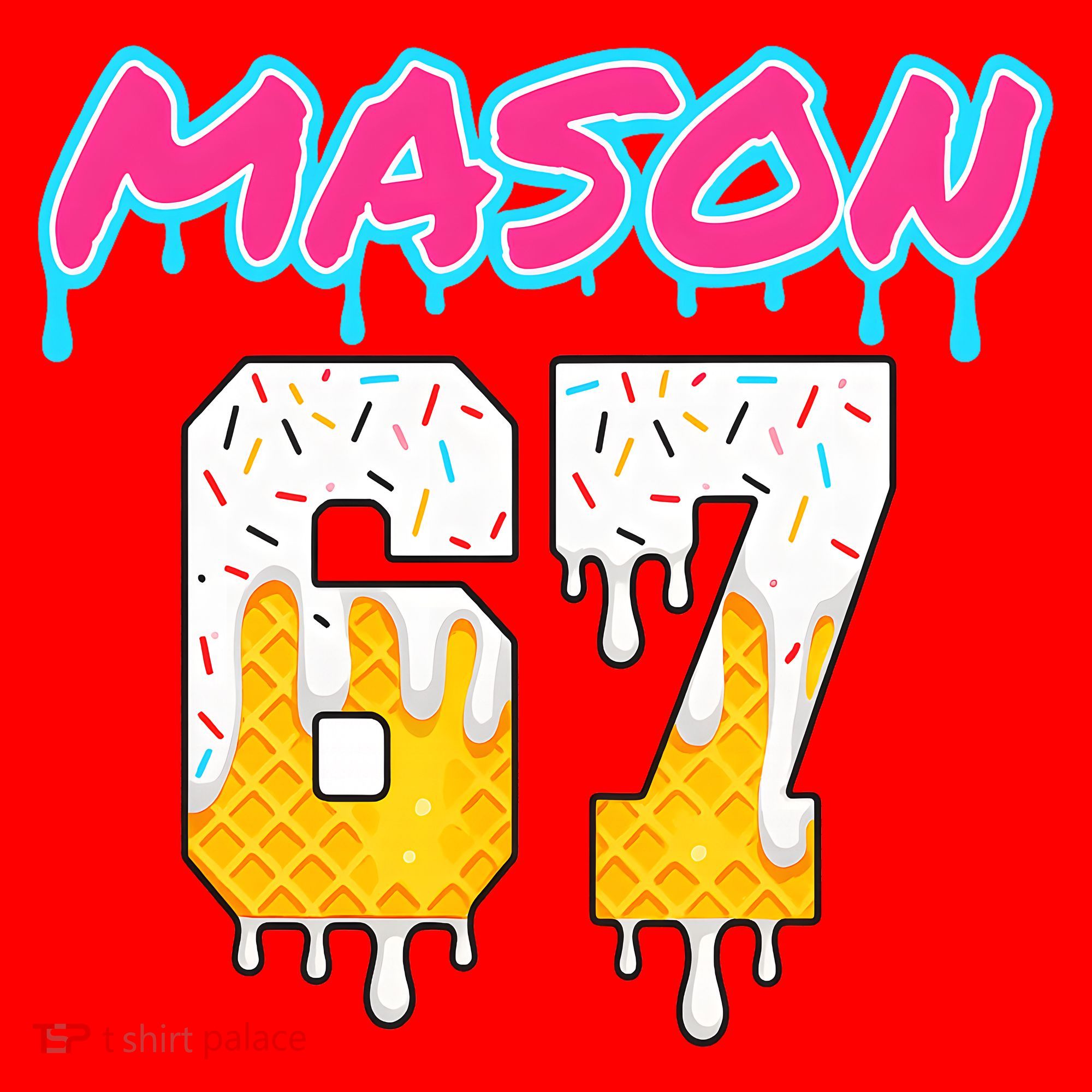 Six Seven Ice Cream Drip Sports 67 Fun Mason Meme Santa Hat