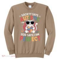 Society Says I Am Autistic God Says I Am Perfect Autism Cat Sweatshirt thumb 0