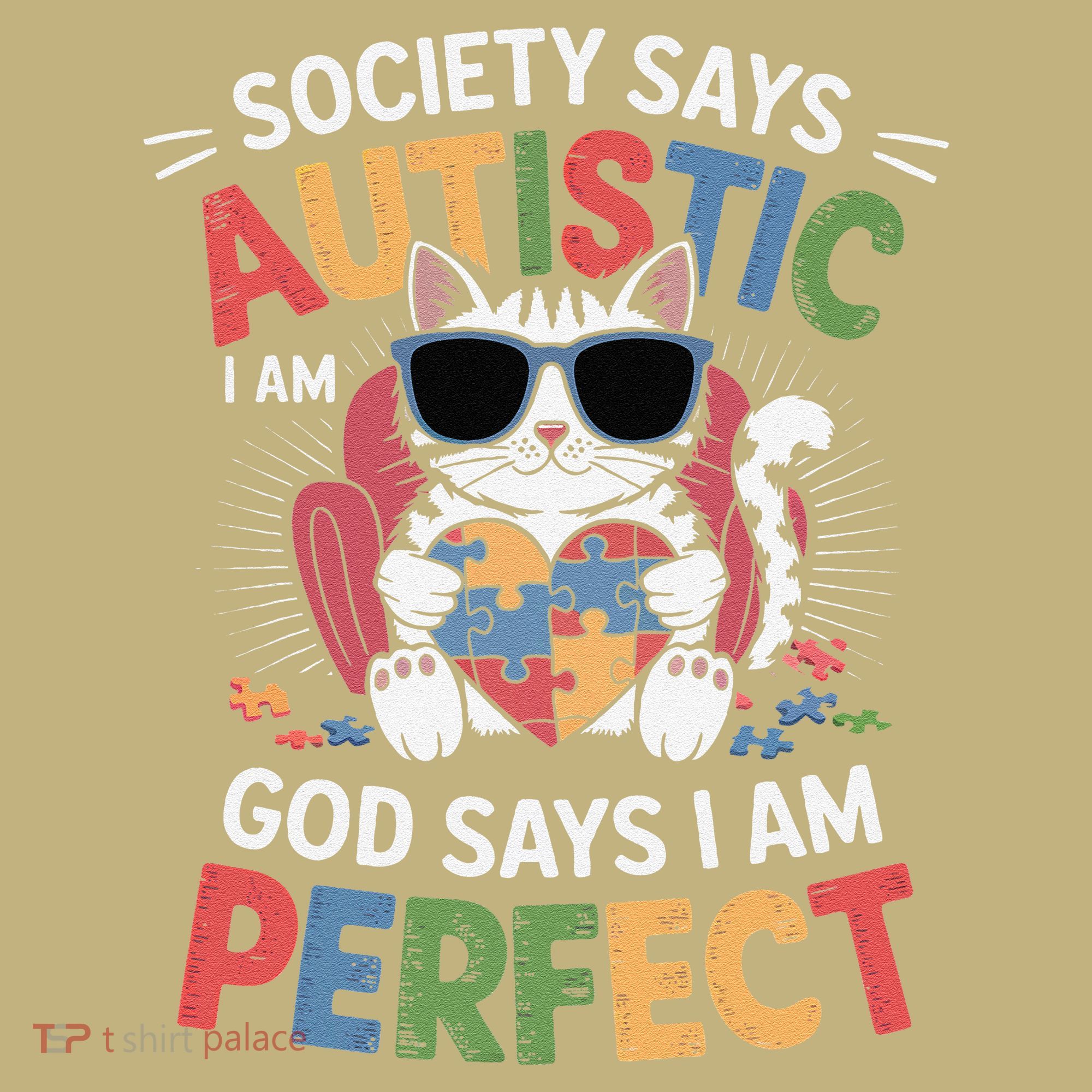 Society Says I Am Autistic God Says I Am Perfect Autism Cat Sweatshirt