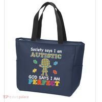 Society Says I am Autistic God Says I am Perfect Autism Tote Bag thumb 3
