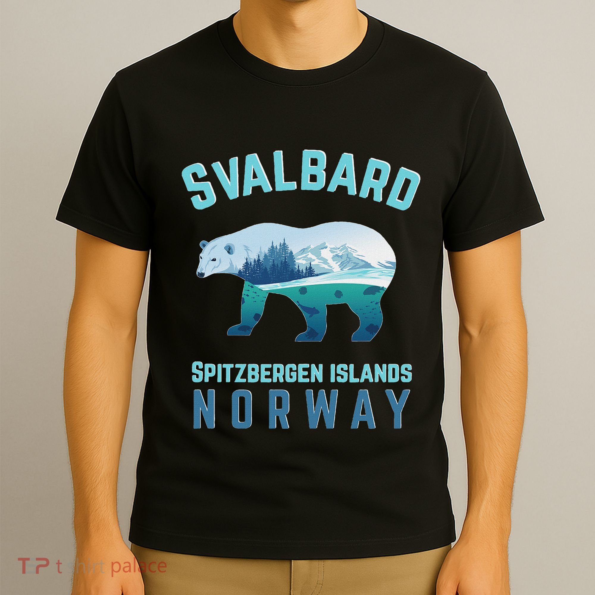 Svalbard Spitzbergen Islands Norway Fjords With Polar Bear T-Shirt