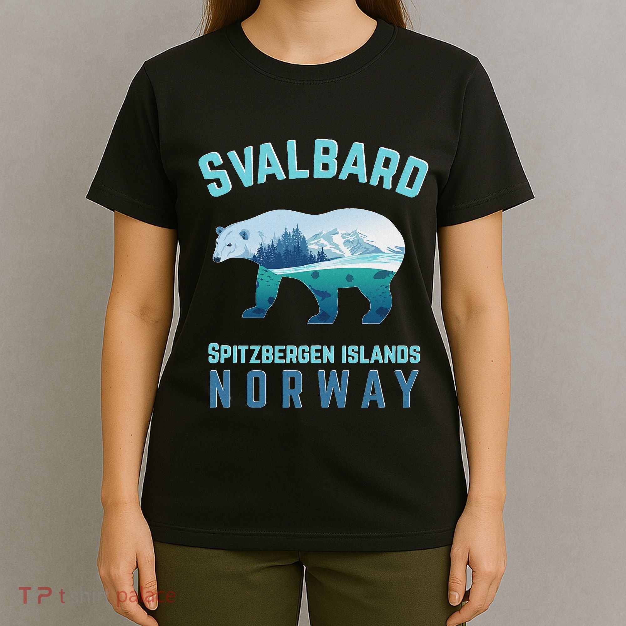 Svalbard Spitzbergen Islands Norway Fjords With Polar Bear T-Shirt