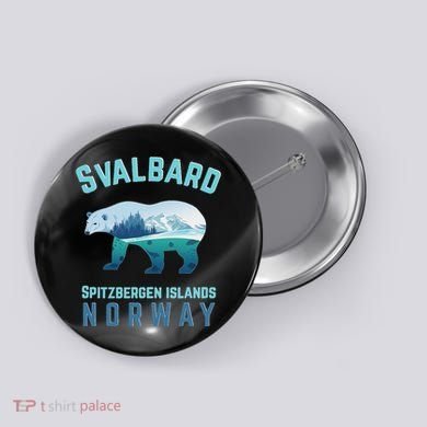 Svalbard Spitzbergen Islands Norway Fjords With Polar Bear Button