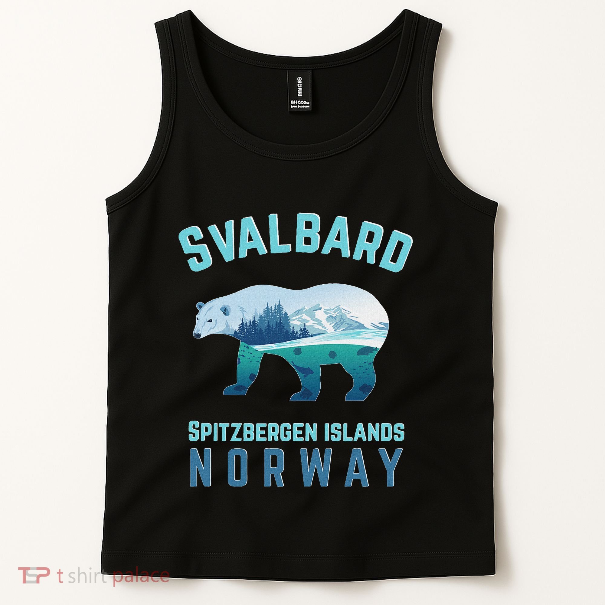 Svalbard Spitzbergen Islands Norway Fjords With Polar Bear Tank Top