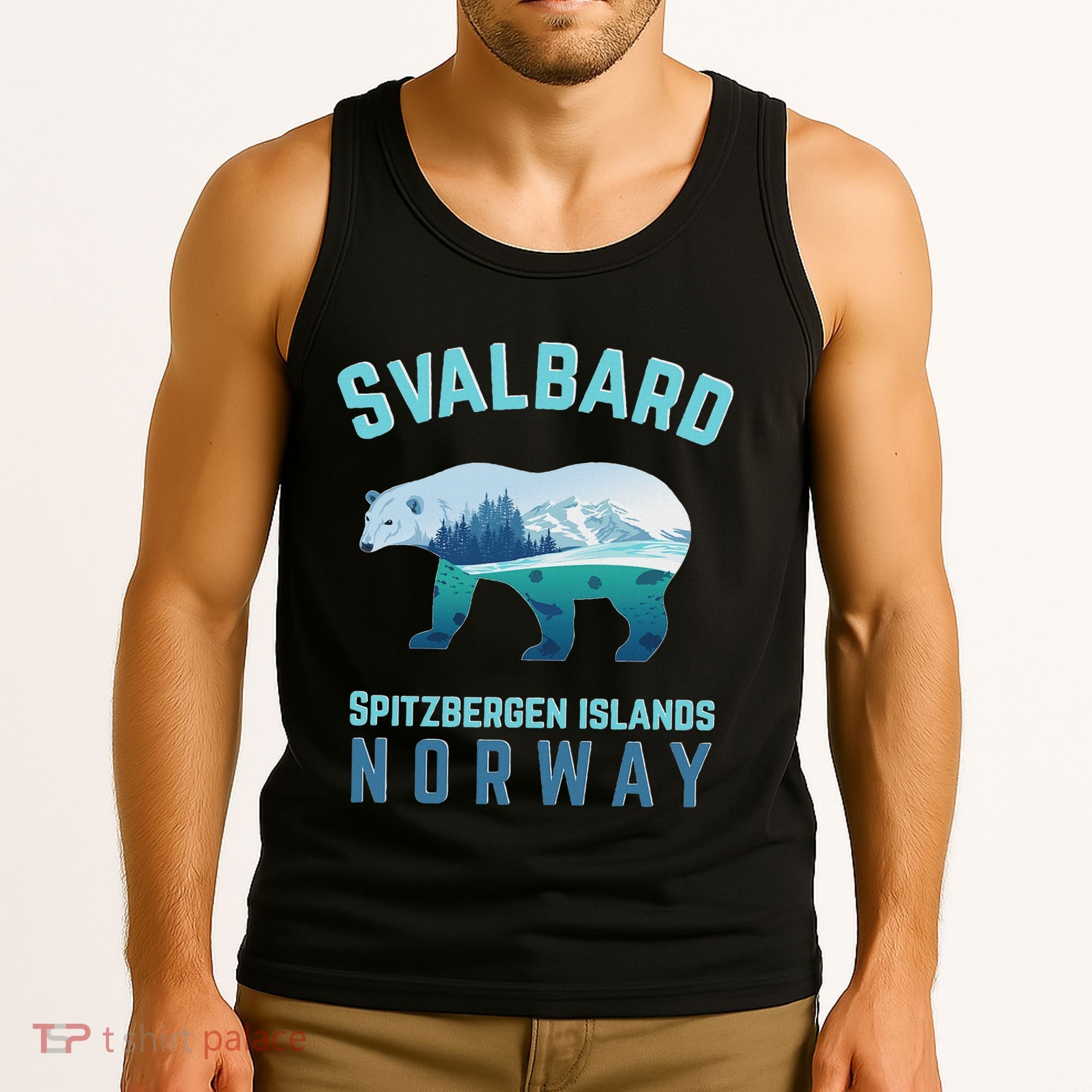 Svalbard Spitzbergen Islands Norway Fjords With Polar Bear Tank Top