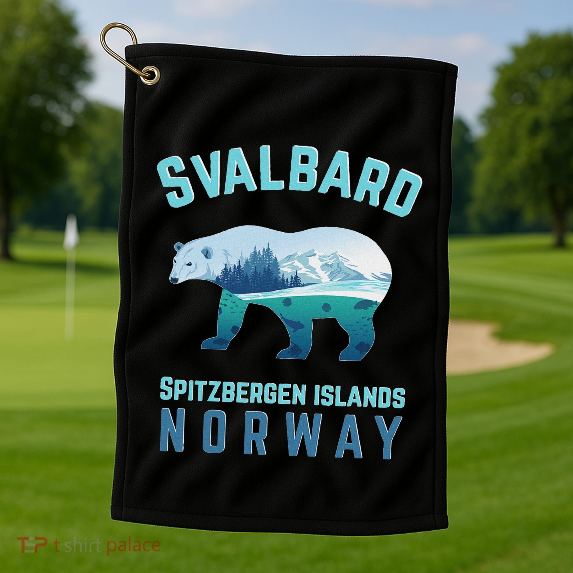 Svalbard Spitzbergen Islands Norway Fjords With Polar Bear Golf Towel