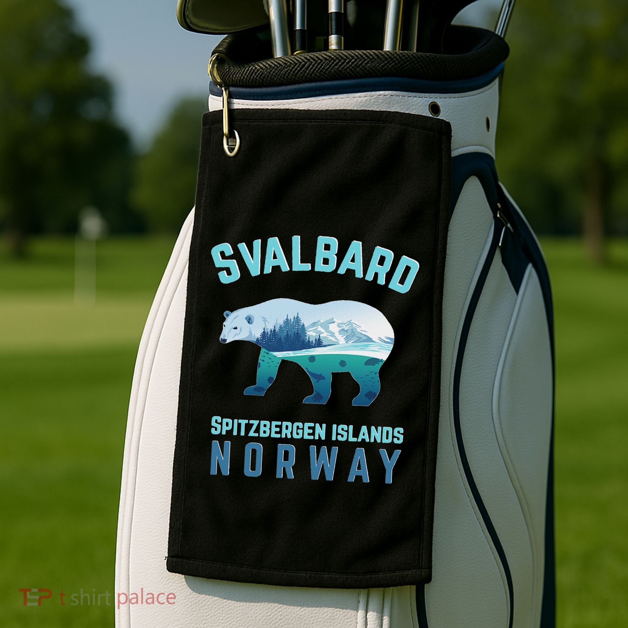 Svalbard Spitzbergen Islands Norway Fjords With Polar Bear Golf Towel