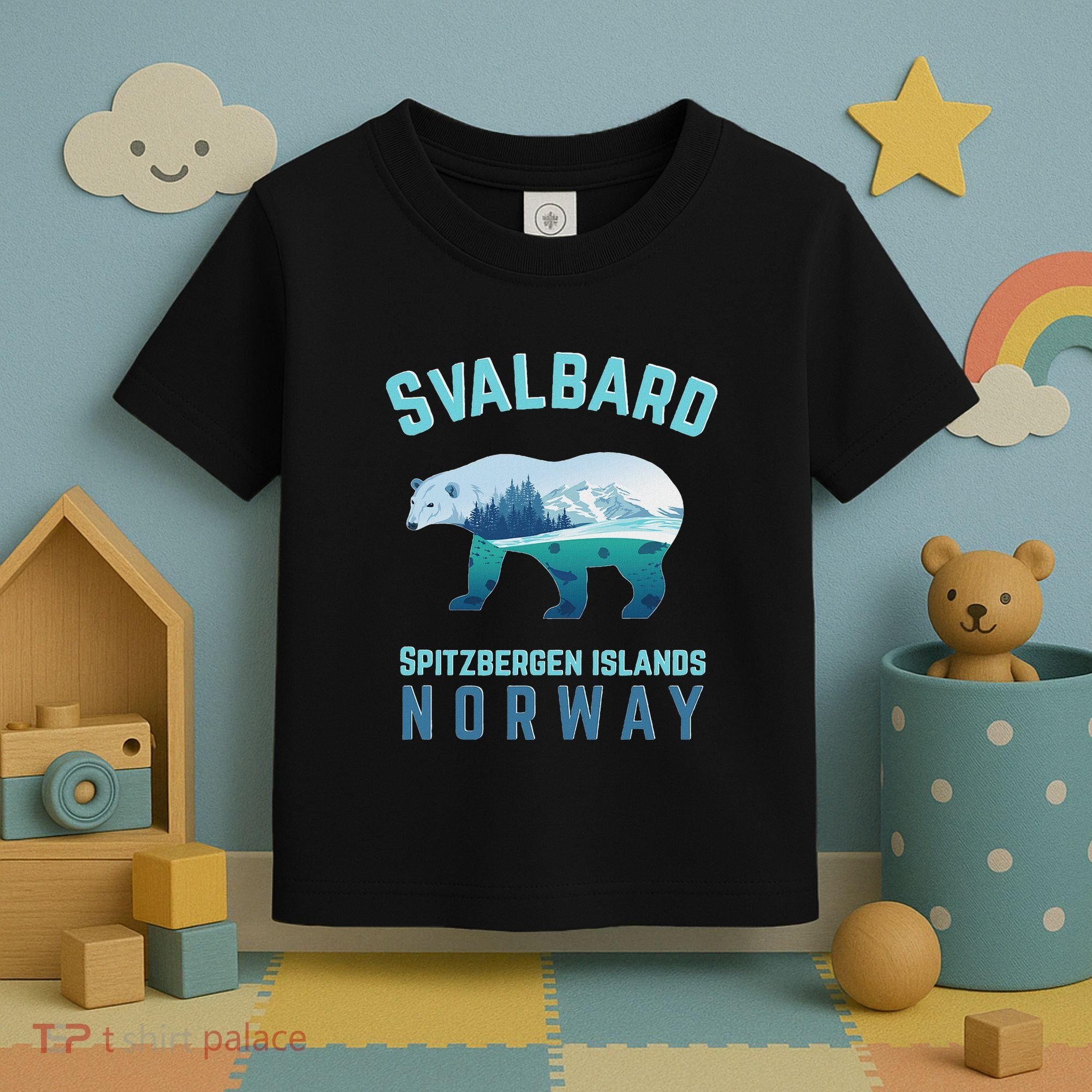Svalbard Spitzbergen Islands Norway Fjords With Polar Bear Toddler T-Shirt