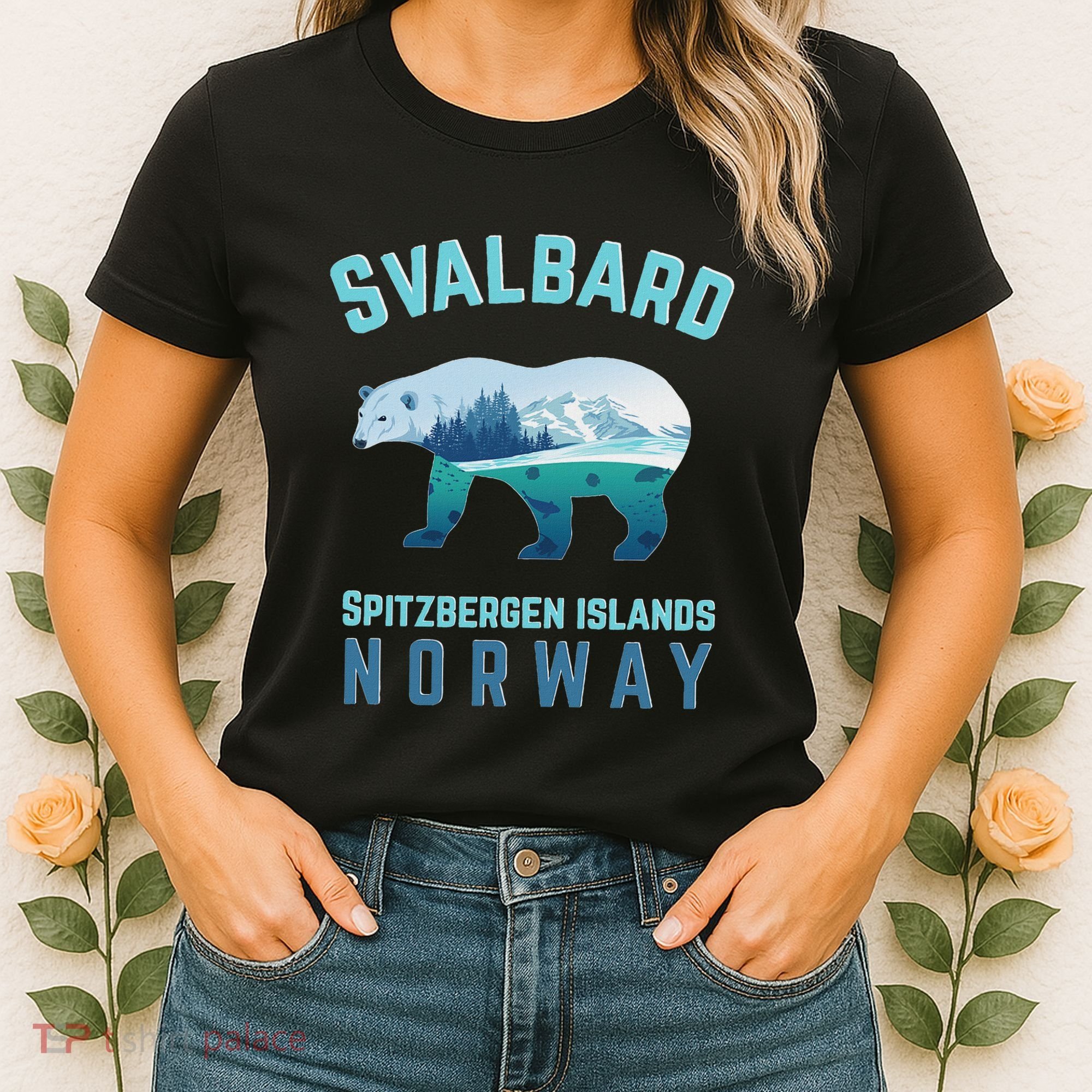 Svalbard Spitzbergen Islands Norway Fjords With Polar Bear Women's T-Shirt