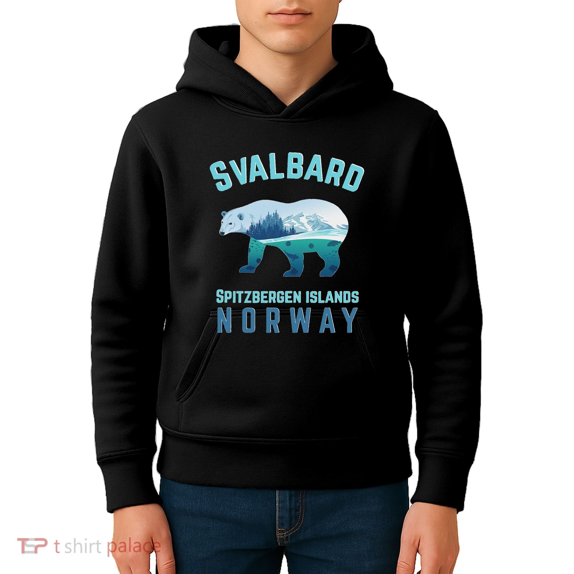 Svalbard Spitzbergen Islands Norway Fjords With Polar Bear Kids Hoodie
