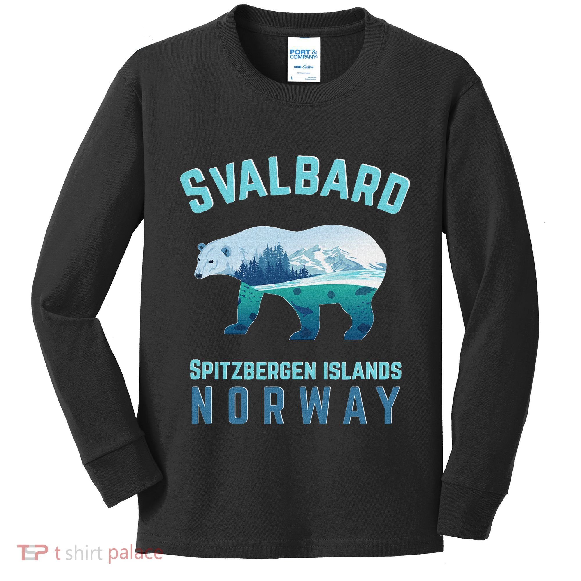Svalbard Spitzbergen Islands Norway Fjords With Polar Bear Kids Long Sleeve Shirt