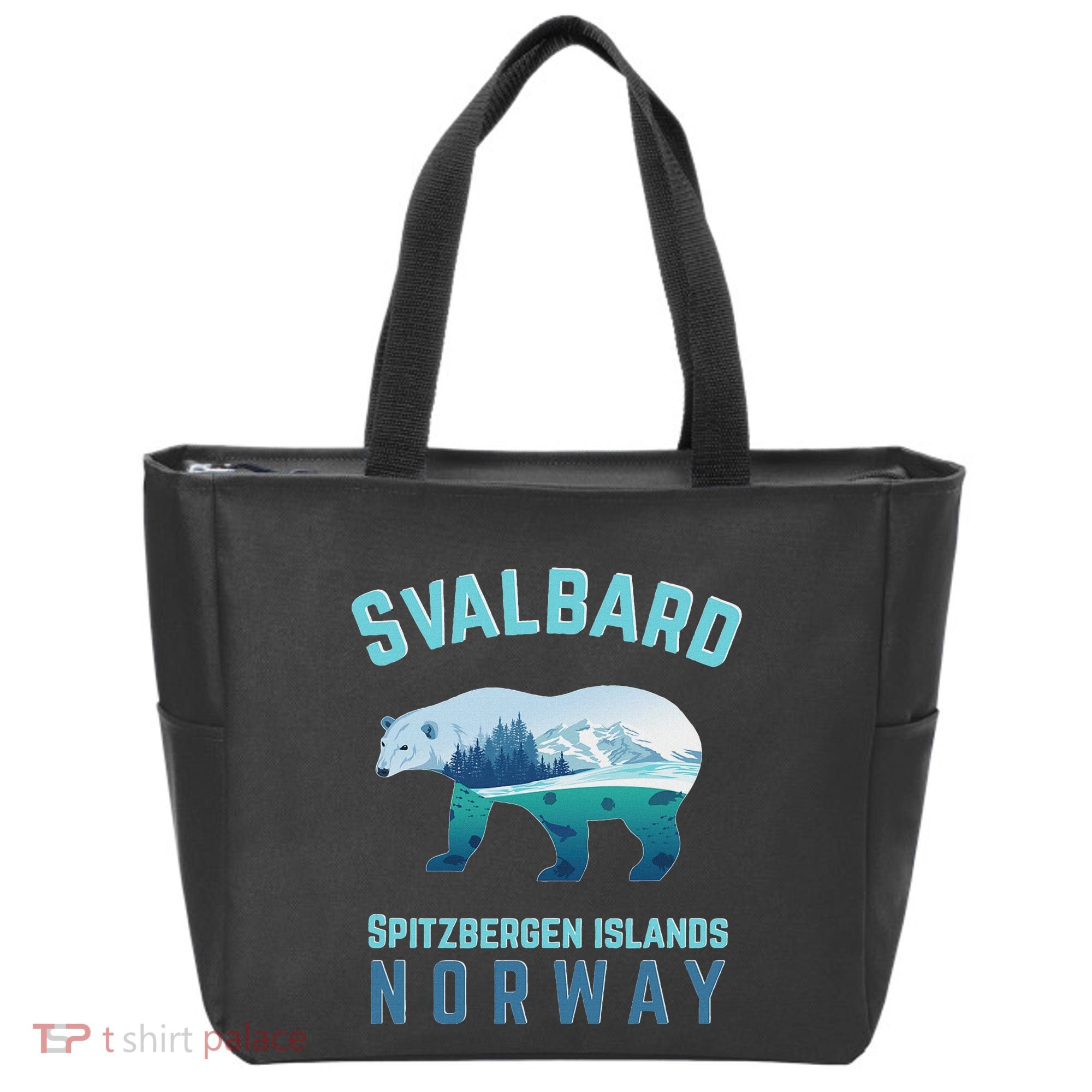 Svalbard Spitzbergen Islands Norway Fjords With Polar Bear Tote Bag
