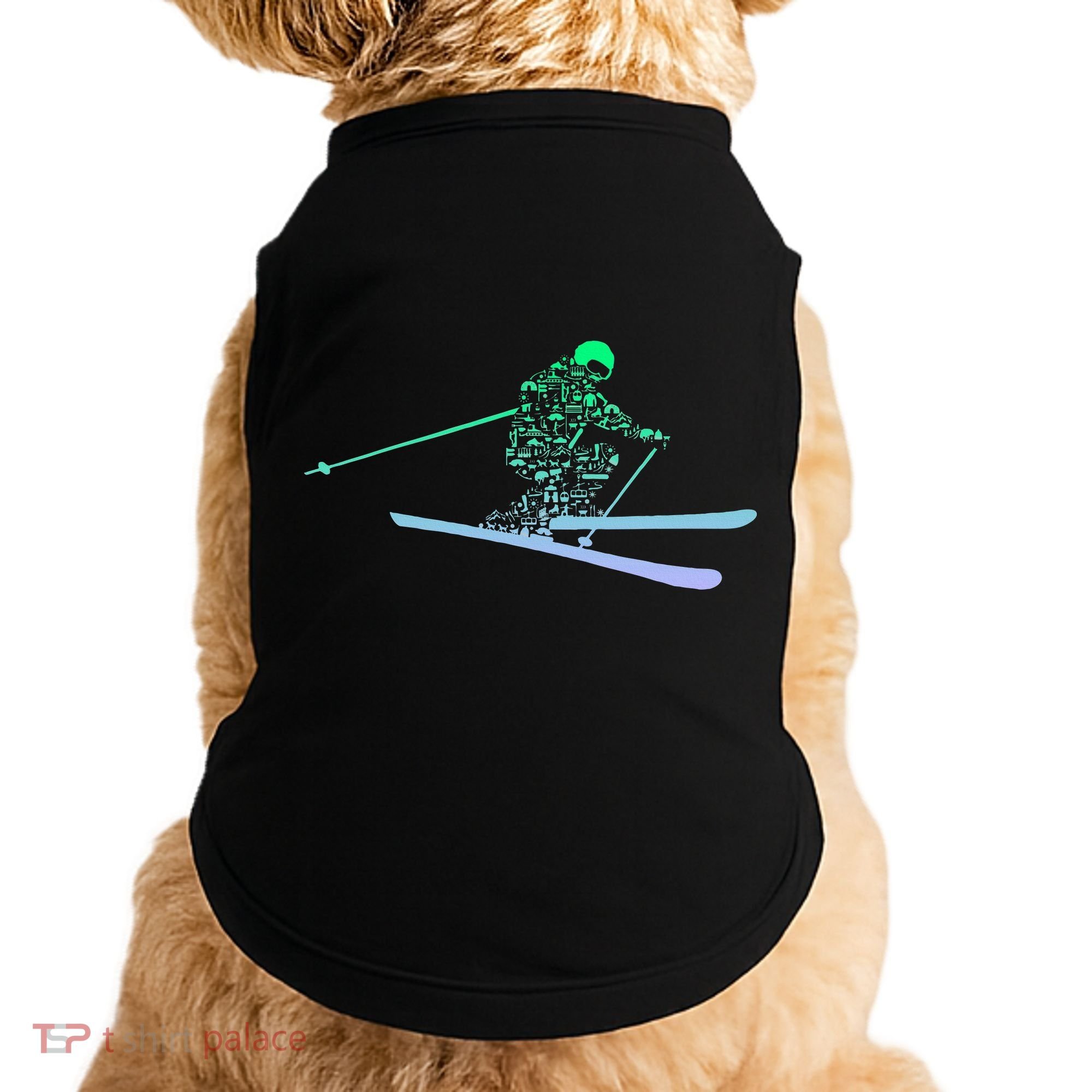 Silhouette Ski Icon For Skiier Ski Skiing Doggie Tank