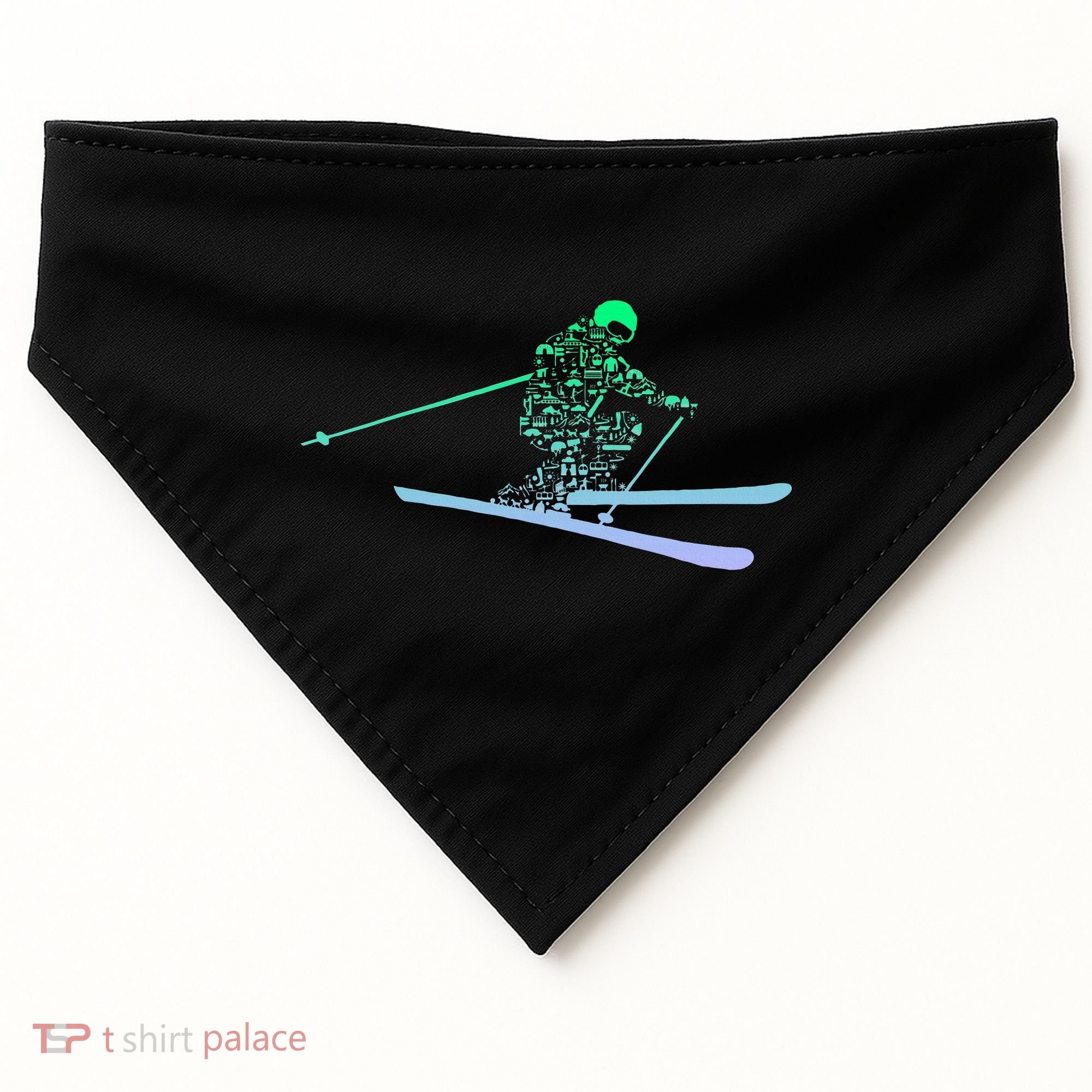 Silhouette Ski Icon For Skiier Ski Skiing USA-Made Doggie Bandana